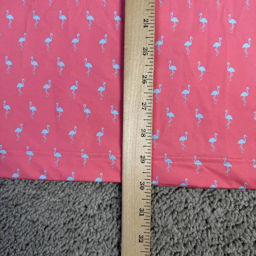 Waggle Polo Shirt Mens XL Pink Blue Performance Flamingo Stretch Golf Print - Picture 8 of 11